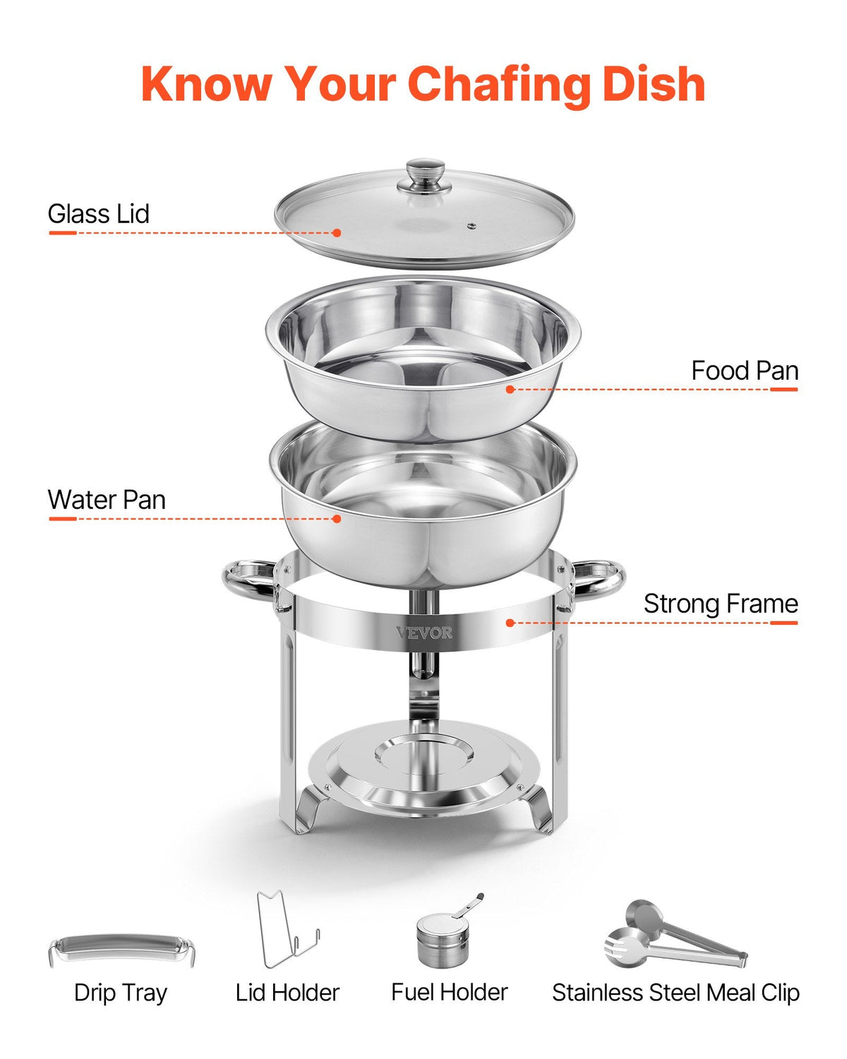VEVOR Chafing Dish Buffet Set, 5 Qt 4 Pack, Stainless Steel Chafer by Lemon Thalassa
