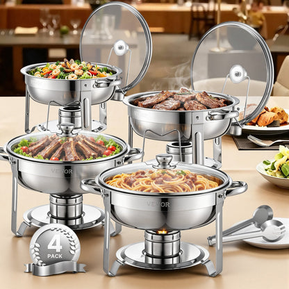 VEVOR Chafing Dish Buffet Set, 5 Qt 4 Pack, Stainless Steel Chafer by Lemon Thalassa