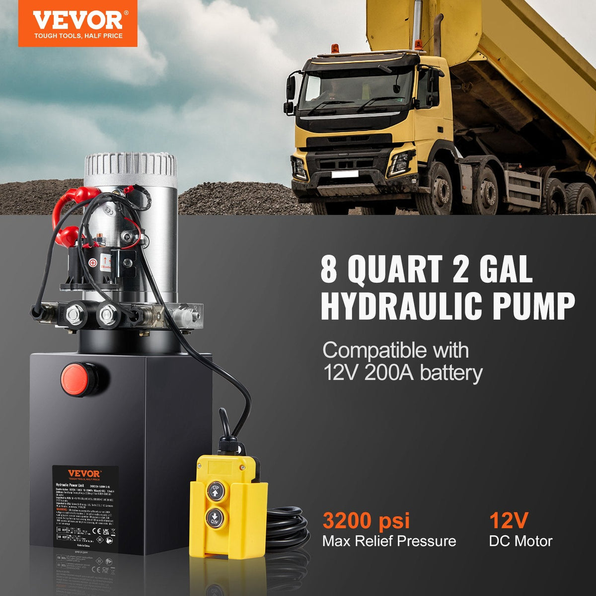 VEVOR Hydraulic Pump, 8 Quart Hydraulic Power Unit, Double Acting Dump by Lemon Thalassa