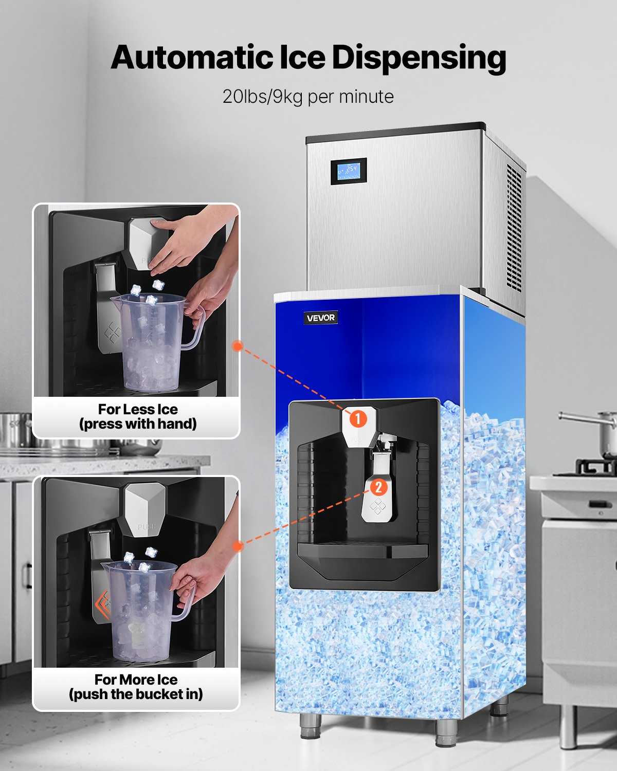 VEVOR Ice Dispenser, Ice Storage Bin with 180 Lbs Storage Capacity, 20 by Lemon Thalassa