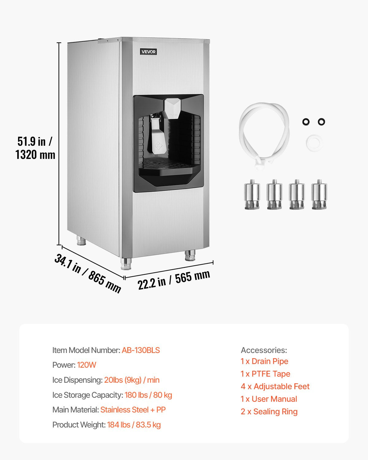 VEVOR Ice Dispenser, Ice Storage Bin with 180 Lbs Storage Capacity, 20 by Lemon Thalassa