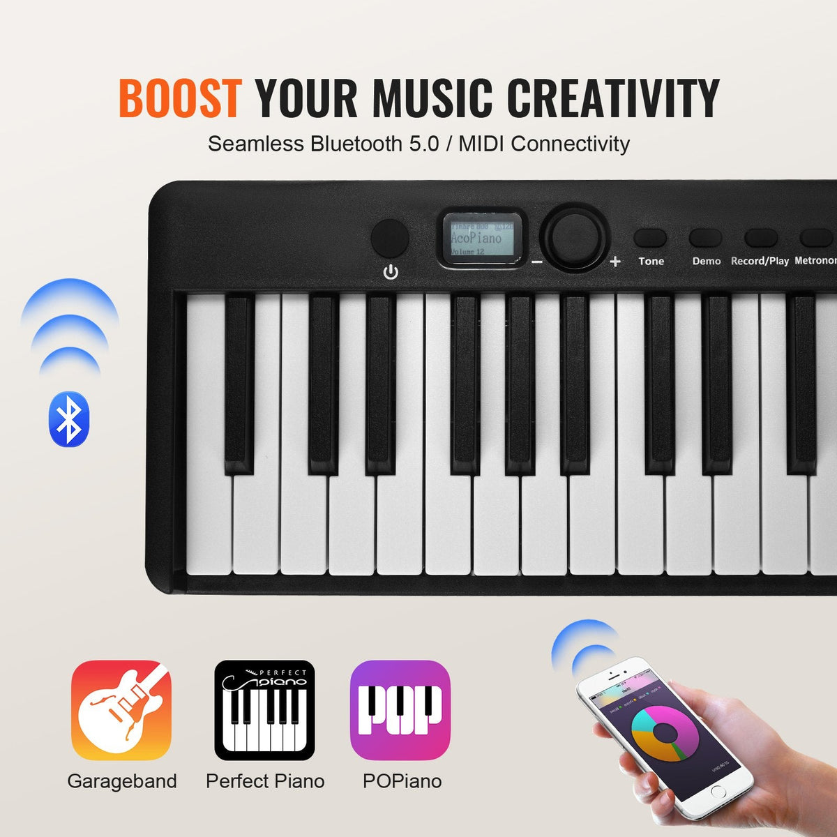 VEVOR 88 Key Folding Keyboard Piano, Bluetooth & MIDI, Portable by Lemon Thalassa