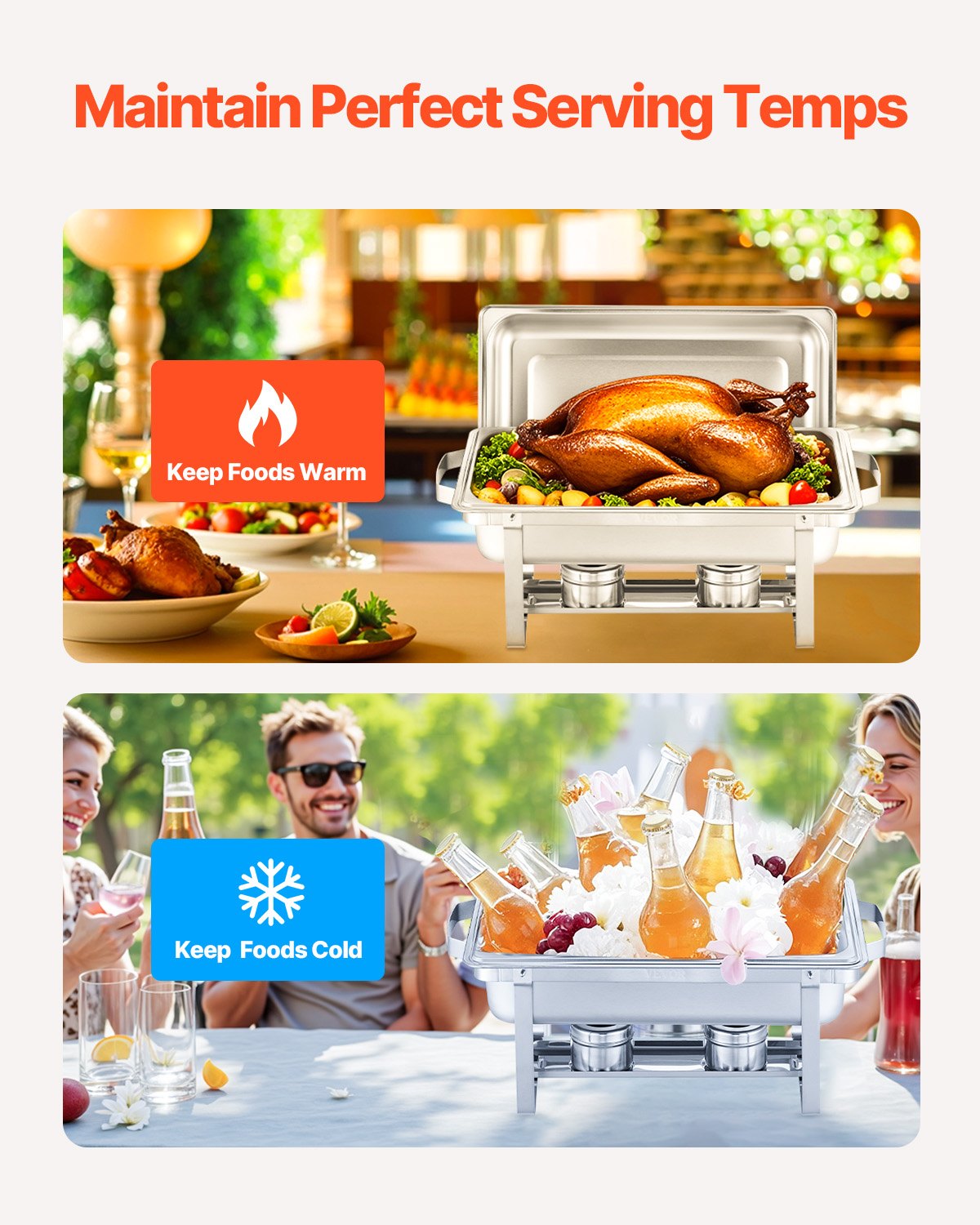 VEVOR Chafing Dish Buffet Set, 8 Qt 4 Pack, Stainless Steel Chafer by Lemon Thalassa