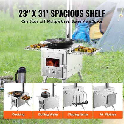 VEVOR Wood Stove, 218.44 cm, Stainless Steel Camping Tent Stove, by Lemon Thalassa