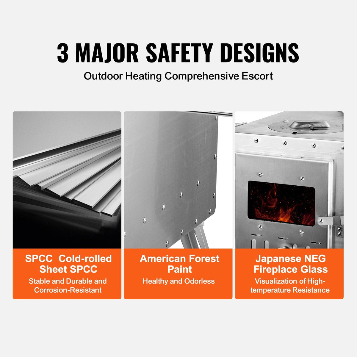VEVOR Wood Stove, 218.44 cm, Stainless Steel Camping Tent Stove, by Lemon Thalassa