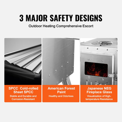 VEVOR Wood Stove, 218.44 cm, Stainless Steel Camping Tent Stove, by Lemon Thalassa