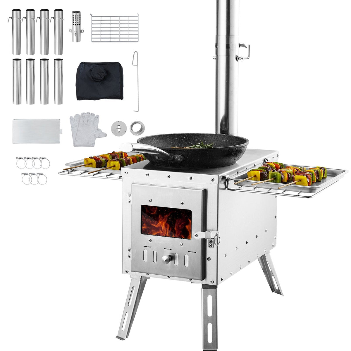 VEVOR Wood Stove, 218.44 cm, Stainless Steel Camping Tent Stove, by Lemon Thalassa