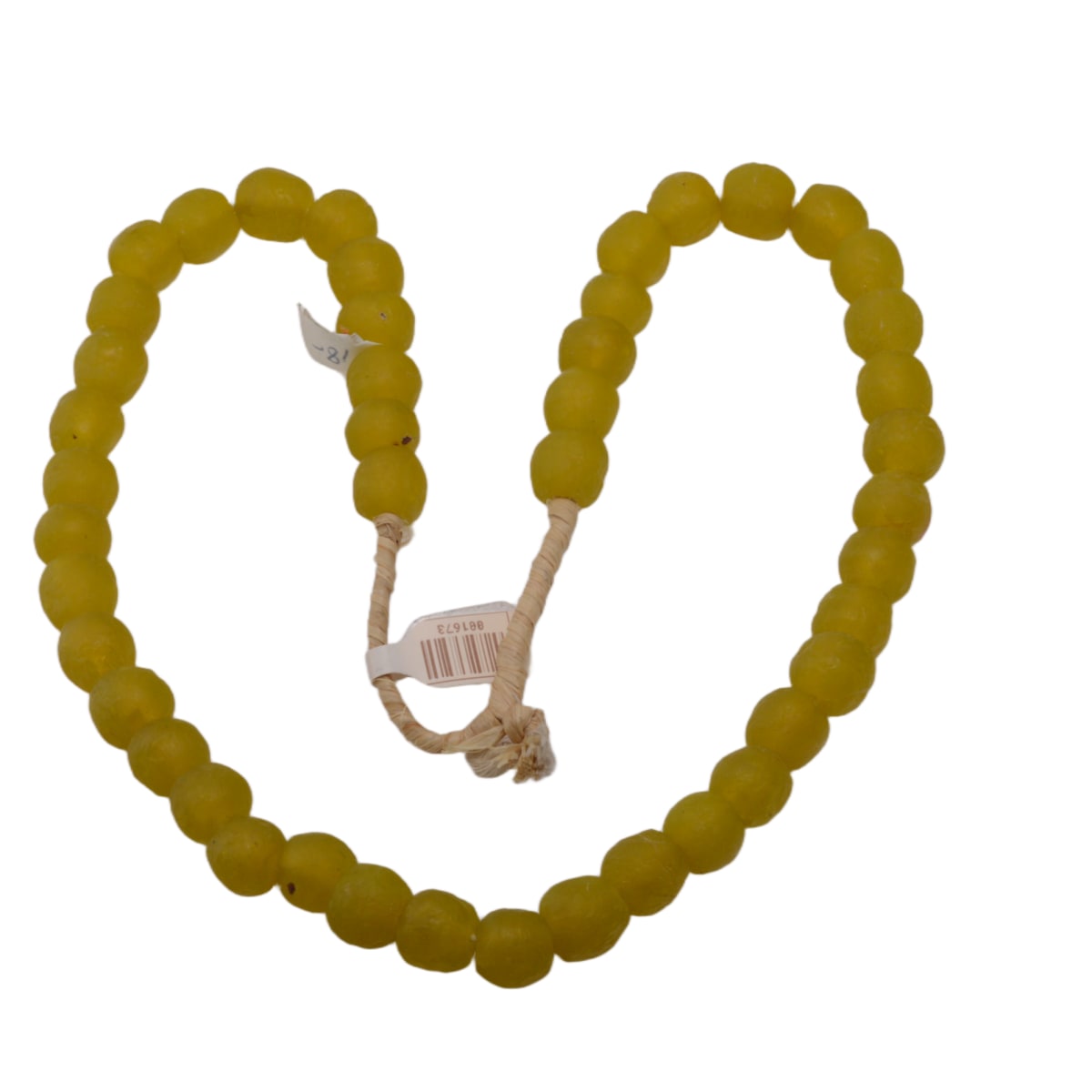 African Sand Cast Glass Beads: Mustard Yellow Matte Finish 12x13mm Strand by Continental Bead Suppliers