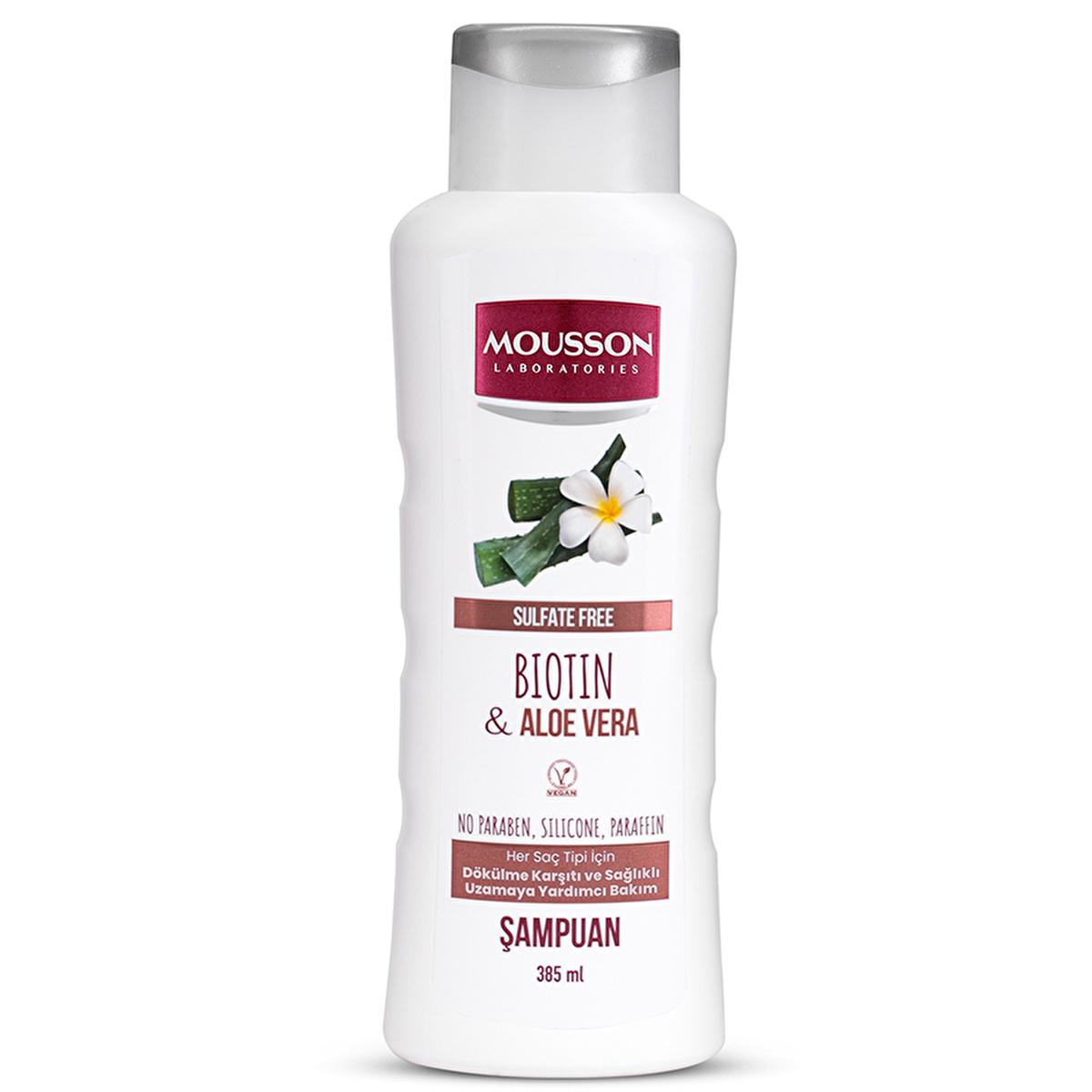Mousson Biotin & Aloe Vera Hair Shampoo: Sulfate-Free, Anti Hair Loss, Hair Growth, Vegan Formula & Color Protection, 13 fl oz by Beauty Care Bag