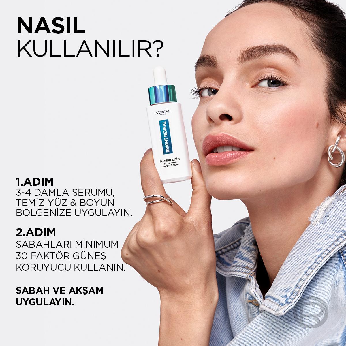 L'Oreal Paris Bright Reveal Dark Spot Correcting Niacinamide Serum: Fade Acne Marks, Sun Spots & Age Spots for Radiant Skin by Beauty Care Bag