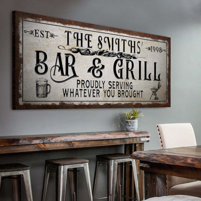 Personalized Bar and Grill Sign by Tailored Canvases