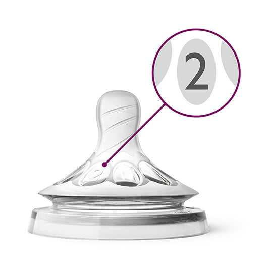 Philips Avent Natural 2-hole slow flow baby bottle nipples, pack of 2