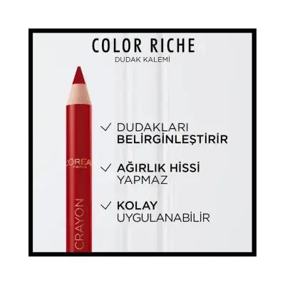 Loreal Paris Color Riche Le Lip Crayon - 300 Le Rouge Paris, Moisturizing Lip Color with Precise Application by Beauty Care Bag