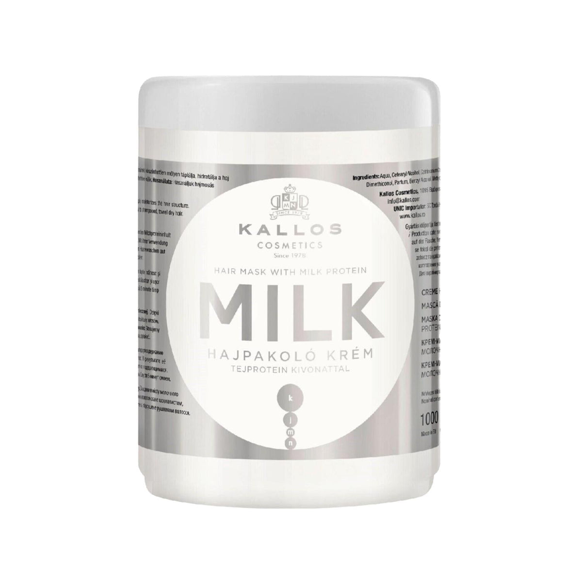 Kallos Cosmetics milk protein hair mask for dry, damaged hair, 1000ml