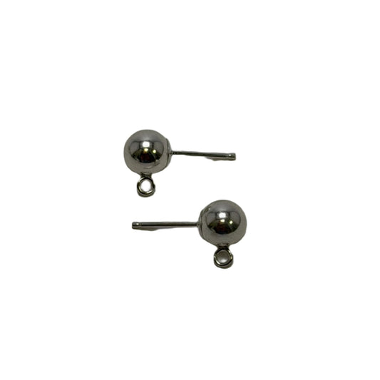 Sterling Silver Ball Post Earrings with Loop - 6mm Professional Findings by Continental Bead Suppliers