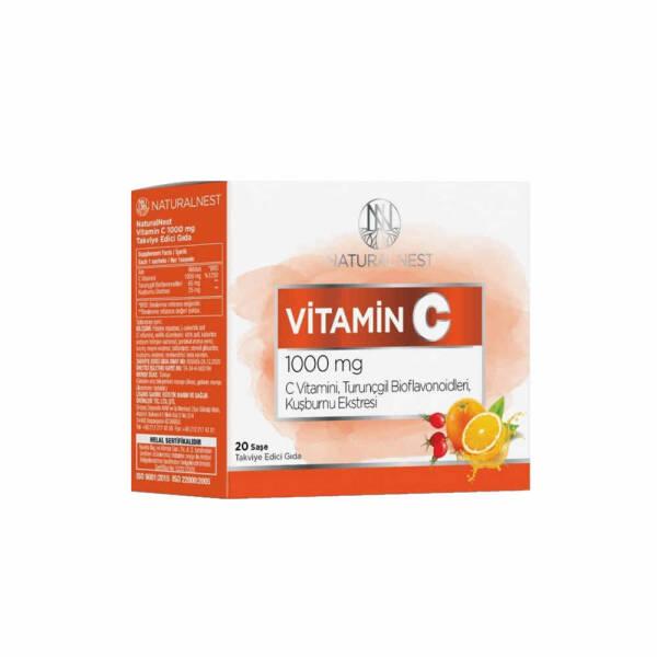 Naturalnest Vitamin C Supplement 100mg 20 Sachets - Natural Immune System Support by Beauty Care Bag