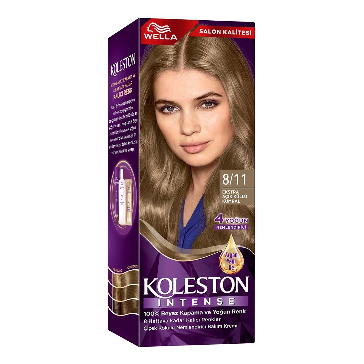 Wella Koleston Intense 8/11 Hair Dye: Extra Light Ash Blonde, 100% Gray Coverage, Long Lasting Color with Argan Oil by Beauty Care Bag