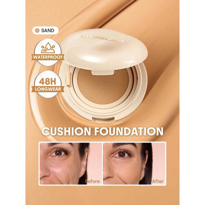 Sheglam Lock & Go Cushion Foundation for Dewy Skin Sand 15g by Beauty Care Bag
