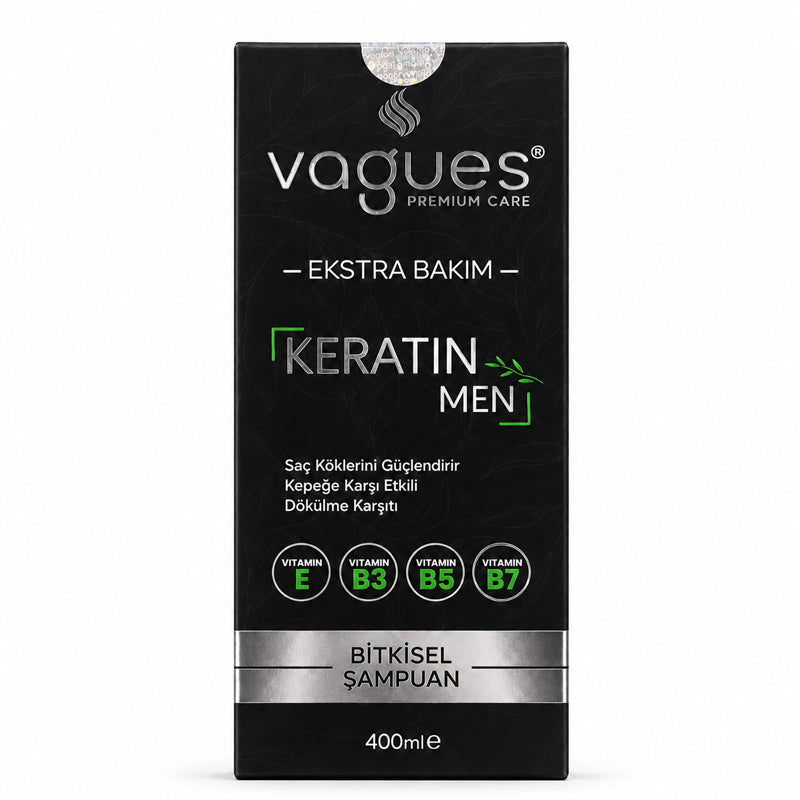 Vagues Keratin Men Shampoo for Flake-Free Hair 400 ml by Beauty Care Bag