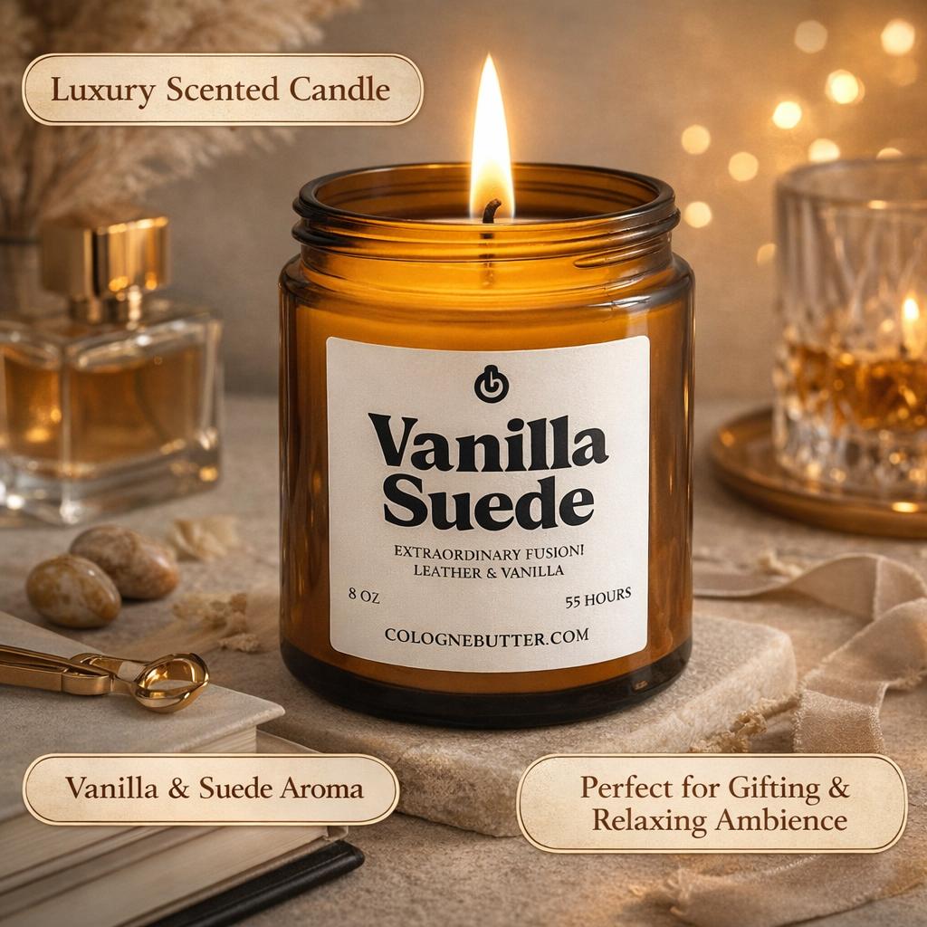 Vanilla Suede - The Luxury Vanilla & Suede Home Fragrance Candle for Relaxing Atmosphere, Spa Vibes & Premium Decor | Cologne Butter by CB