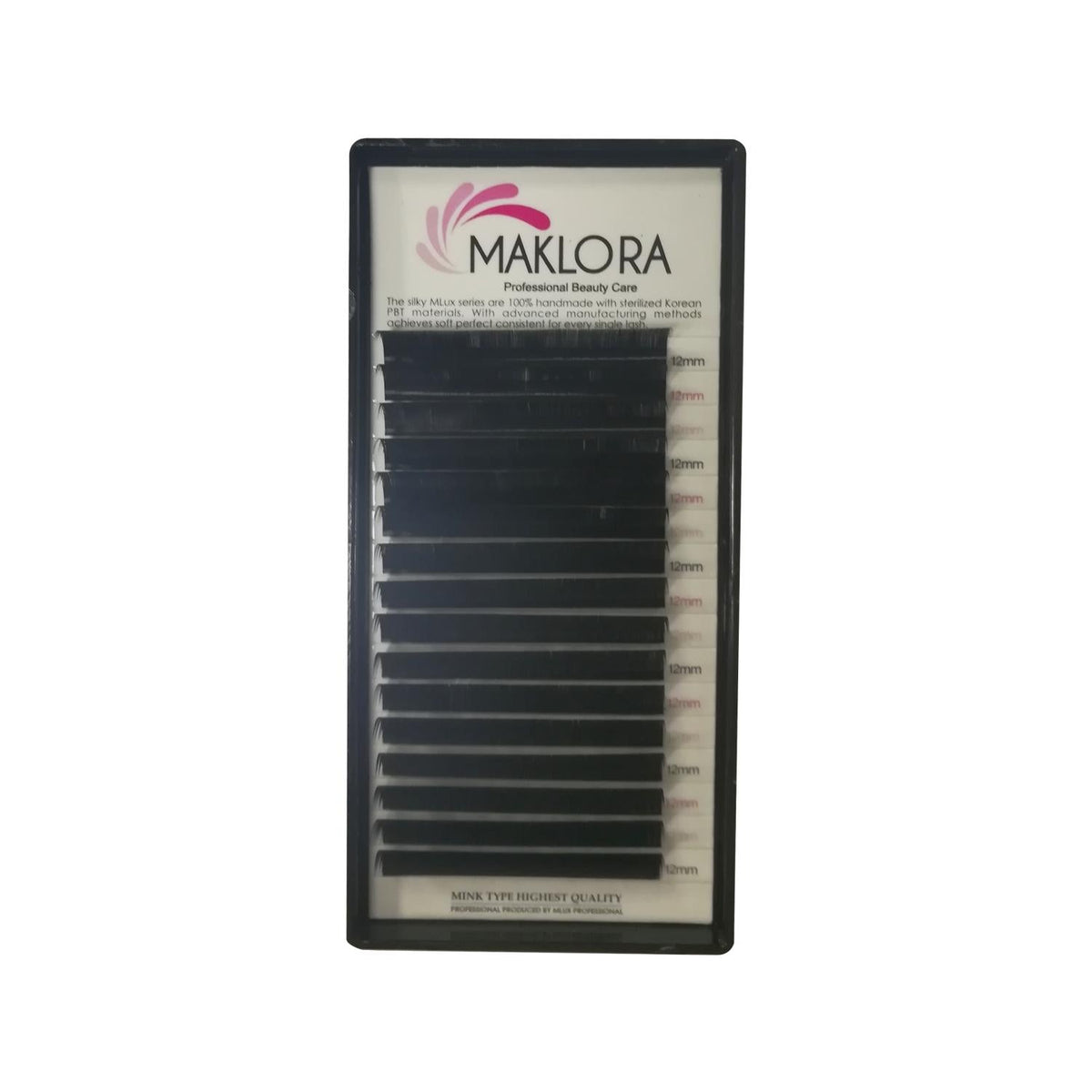 Maklora Silk Eyelash Extensions D Curl 0.10 Thickness 12mm Length - Enhance Your Natural Beauty by Beauty Care Bag
