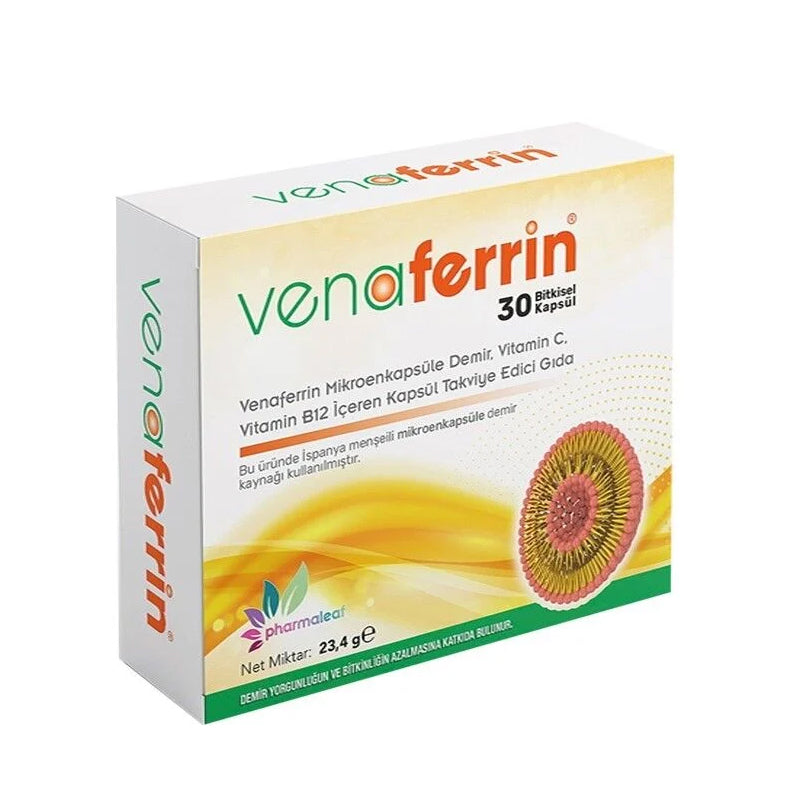 Pharmaleaf Venaferrin Iron & Vitamin C Supplement 30 Capsules by Beauty Care Bag