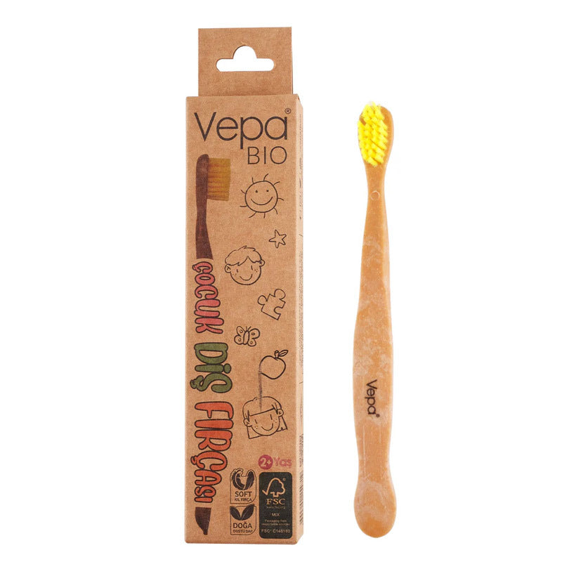 Vepa Bio Elite Kids Wooden Toothbrush Eco-Friendly 1 Count by Beauty Care Bag