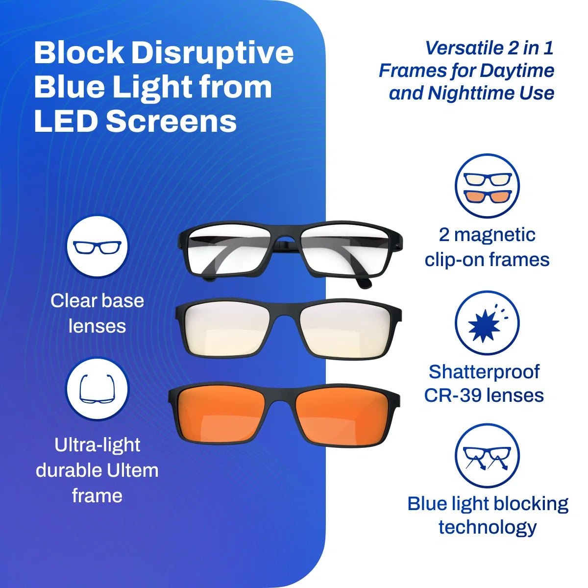 Versa Blue Light Blocking Glasses – with Interchangeable 50% and 99% Blocking LensessimpleTorqelo.com