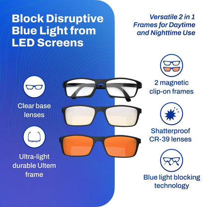 Versa Blue Light Blocking Glasses – with Interchangeable 50% and 99% Blocking LensessimpleTorqelo.com