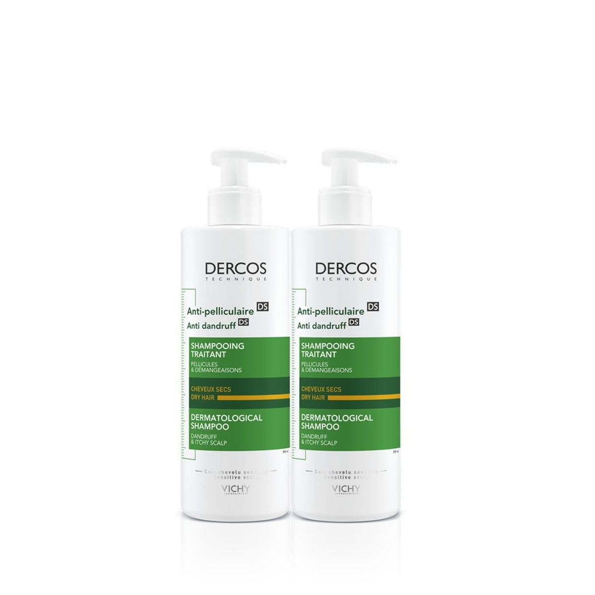 Vichy Dercos Anti-Dandruff Shampoo for Dry Hair - 2 x 390ml - Gentle Care & Effective Dandruff TreatmentShampooTorqelo.com