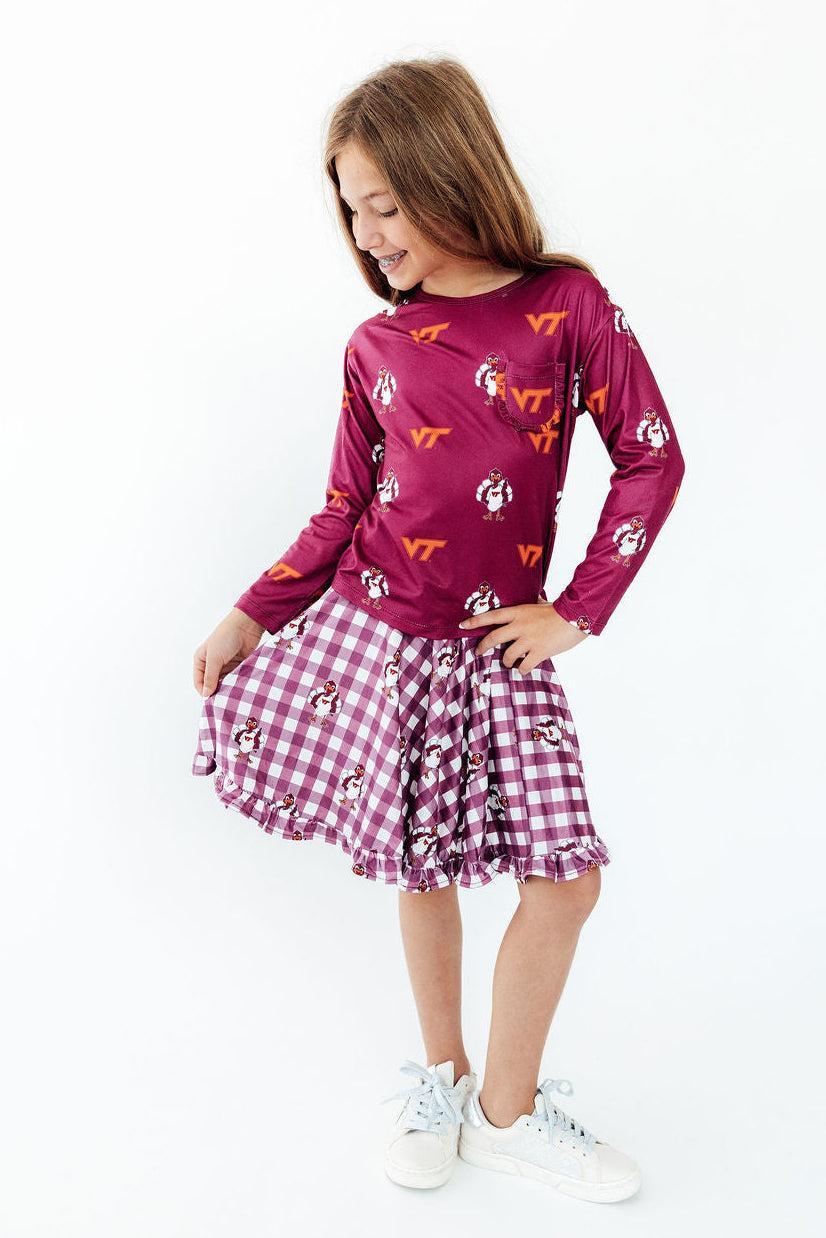 Virginia Tech Maroon Hokie L/S Ruffle Pocket TeeRuffle Pocket Tee-L/STorqelo.com