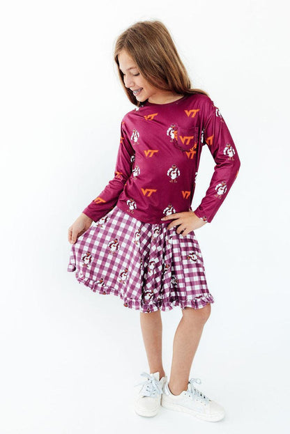 Virginia Tech Maroon Hokie L/S Ruffle Pocket TeeRuffle Pocket Tee-L/STorqelo.com