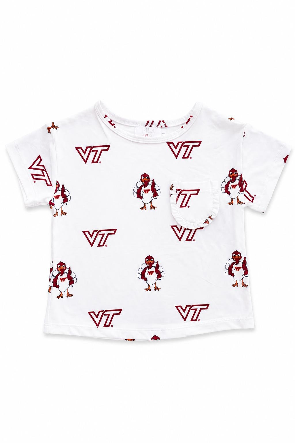 Virginia Tech White Hokie Ruffle Pocket TeeRuffle Pocket TeeTorqelo.com