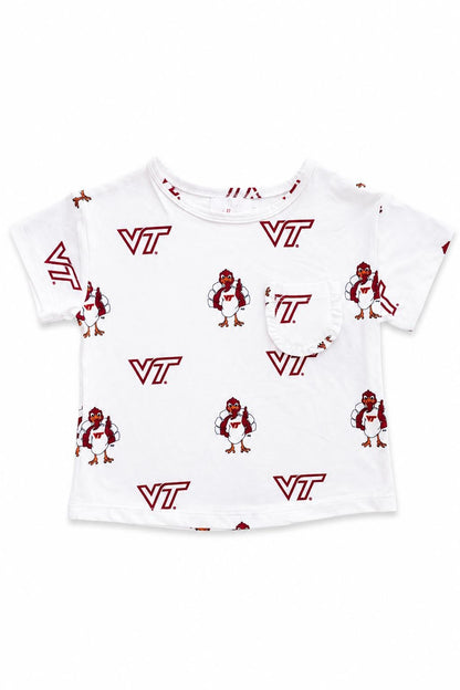 Virginia Tech White Hokie Ruffle Pocket TeeRuffle Pocket TeeTorqelo.com