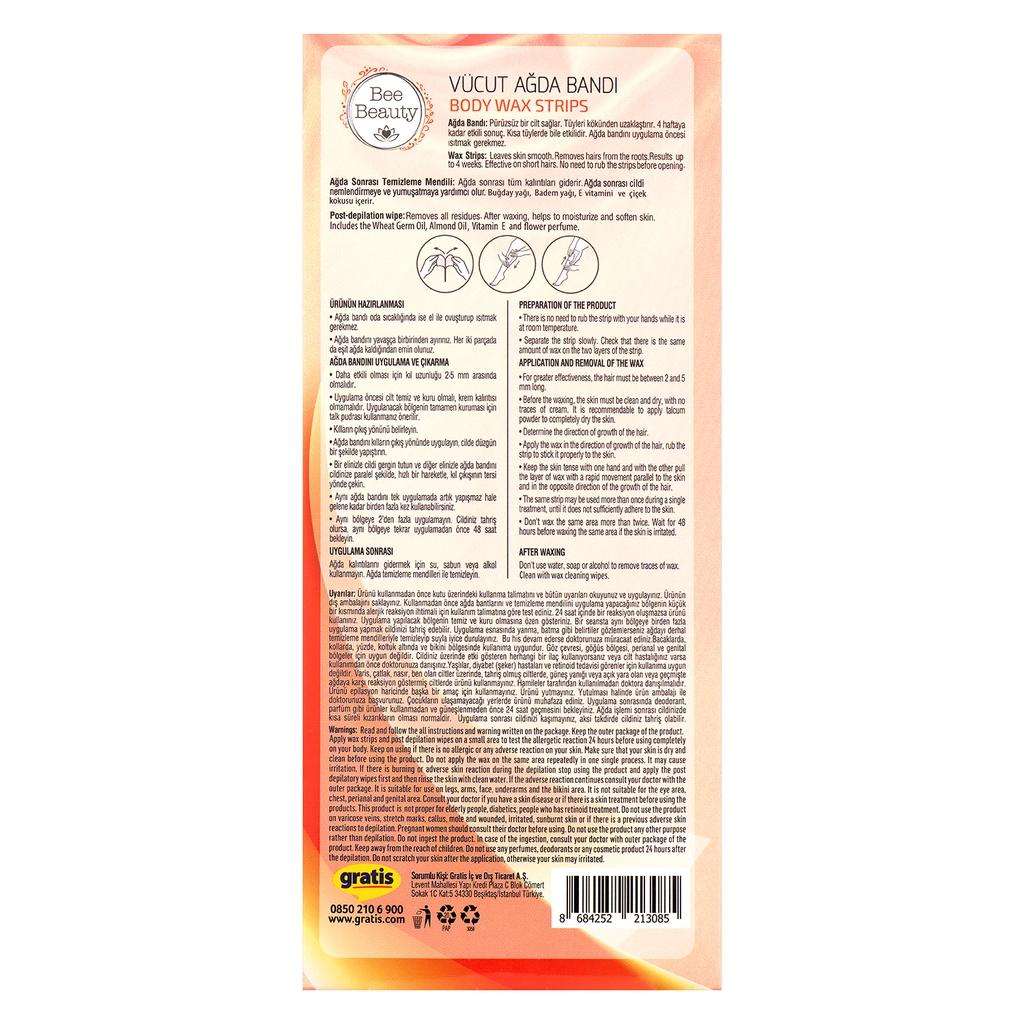 Bee Beauty Peach Body Wax Strips for Smooth Skin 24-Pack by Beauty Care Bag