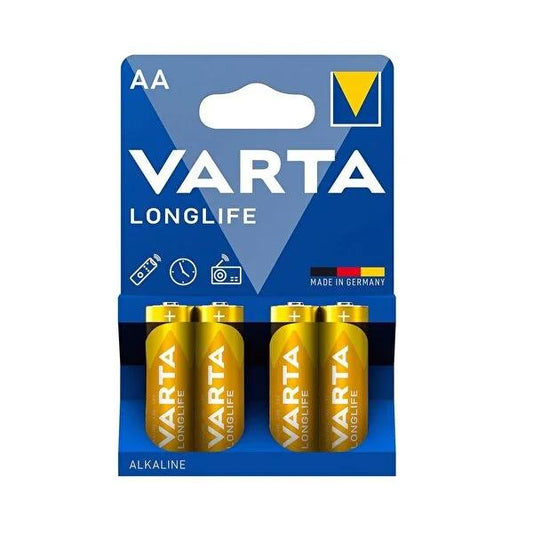 Varta Varta Longlife AA Alkaline Batteries - 4 Pack, Long-Lasting, German-Made for Low-Drain Devices by Beauty Care Bag