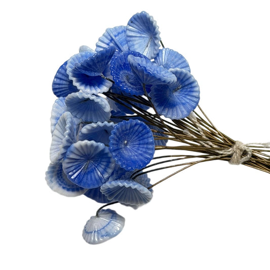 Vintage Czech Glass Flower Stamens - Blue Pressed Glass with Wire Stems 90mm - Individual Floral Components by Continental Bead Suppliers