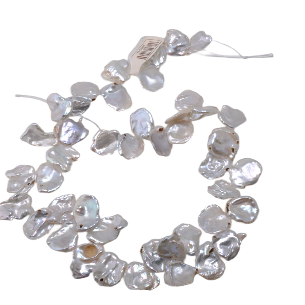 Freshwater Cool White Baroque Keshi Pearl Strand 16in - Natural Lustrous Pearls by Continental Bead Suppliers