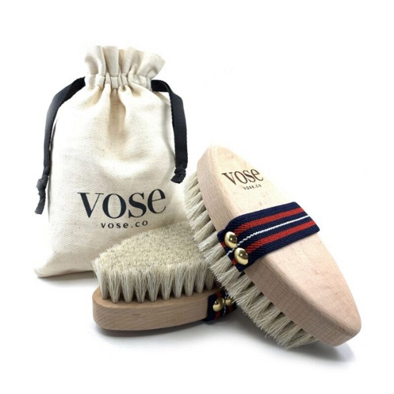 Vose Daisy Natural Horsehair Body Brush for Smooth Skin by Beauty Care Bag