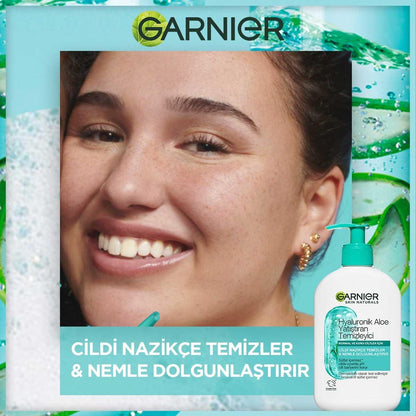 Garnier Hyaluronic Aloe Vera Facial Cleanser: Hydrating, Soothing Vegan Face Wash for Sensitive Skin - Sulfate-Free, 8.45 fl oz by Beauty Care Bag