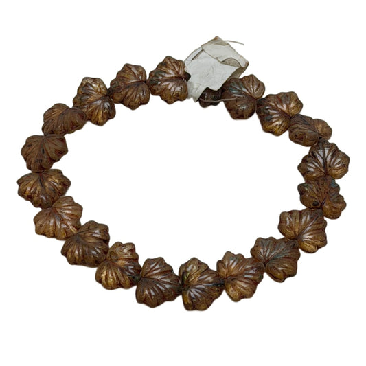 Czech Glass Bronze Leaf Beads 13x11mm - 20 Beads per Strand by Continental Bead Suppliers