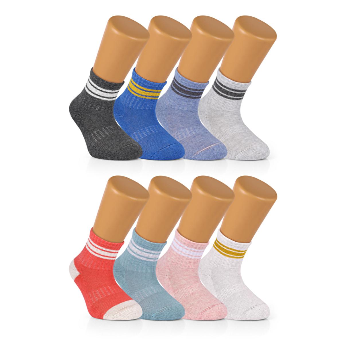 Ozzy Socks 8-Pack Cotton Children's Socks for Kids Aged 5-7 - Soft, Striped, Durable by Beauty Care Bag