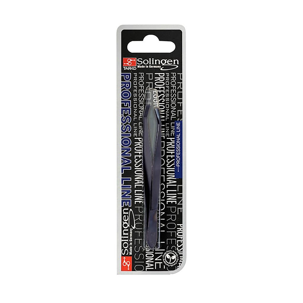 Solingen Black Slant Tweezers for Precise Grooming by Beauty Care Bag