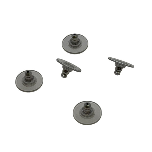 Silver Metal Core Clear Plastic Disc Earring Backs - 11mm Heavy Duty Supportive Stoppers Sold by Dozen by Continental Bead Suppliers