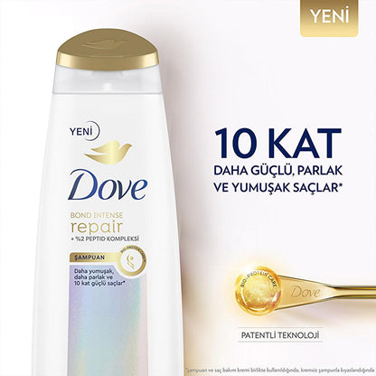 Dove Bond Intense Repair Shampoo - Advanced Hair Repair for Damaged & Chemically Treated Hair, Peptide Complex, 13.53 fl oz by Beauty Care Bag