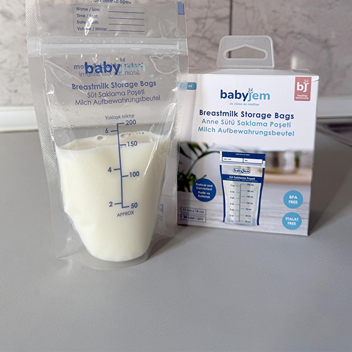 Babyjem Breast Milk Storage Bags - Sterile, BPA-Free, Airtight & Self-Standing - 25 Count by Beauty Care Bag