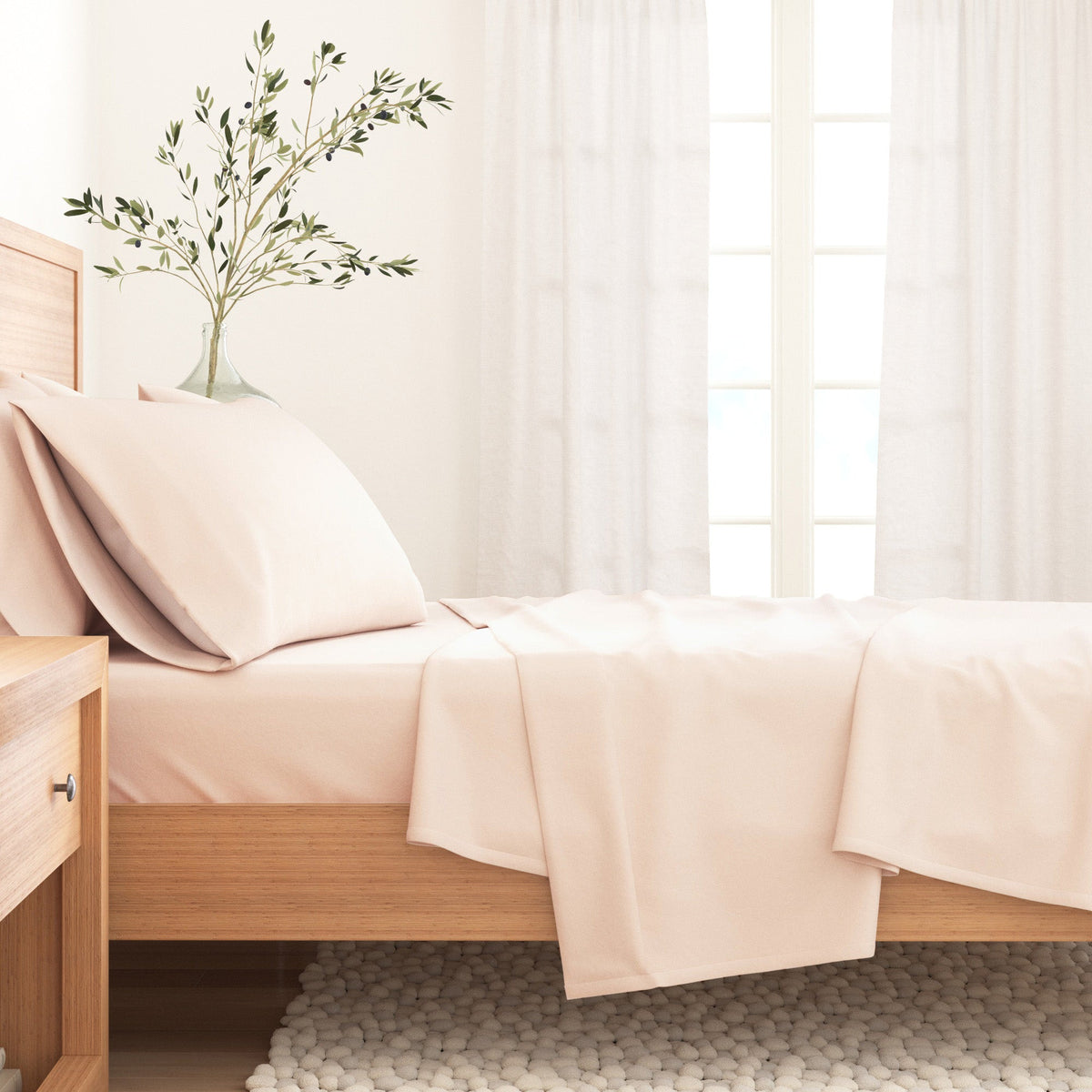 Cotton Solid Flannel Sheet - Nordic Collection by Great Bay Home