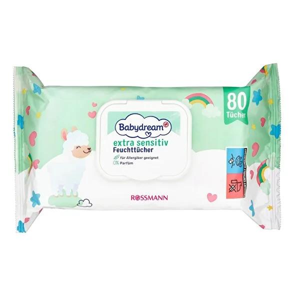 Babydream Extra Sensitive Baby Wipes - Gentle, Vegan-Friendly, 80 Count - Hypoallergenic, Dermatologically Tested by Beauty Care Bag