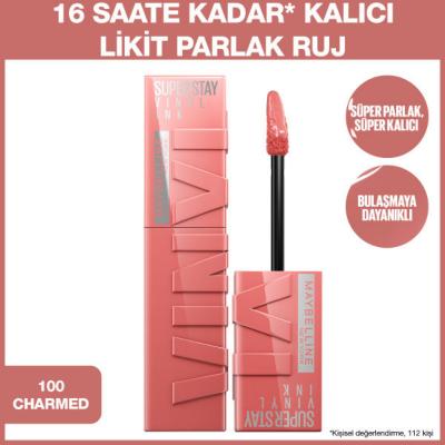 Maybelline New York Super Stay Vinyl Ink Liquid Lipstick - 100 Charmed, Long-Lasting, Non-Sticky Formula by Beauty Care Bag