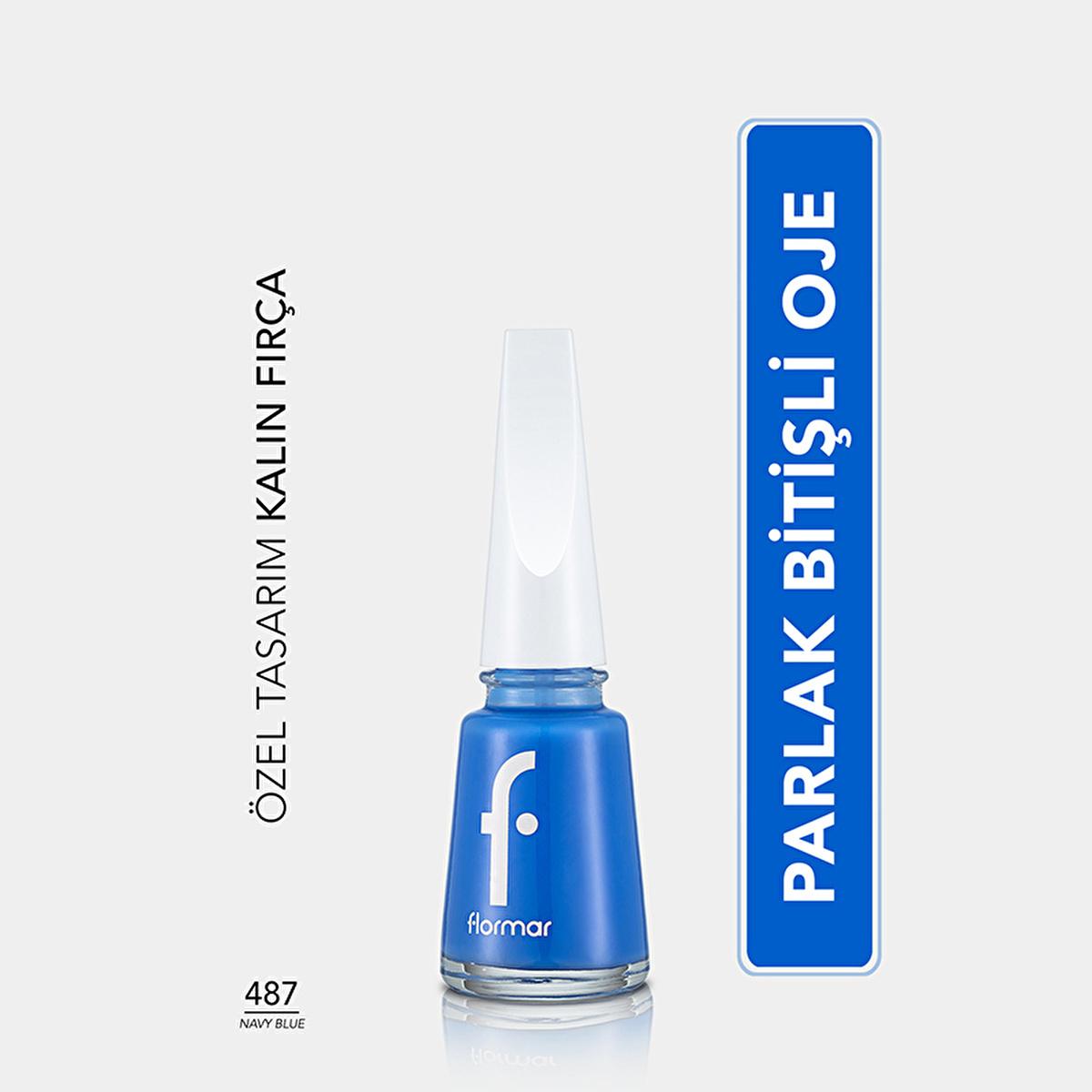 Flormar Navy Blue Nail Polish: High Pigment, Long Lasting, Chip Resistant - Magnesium, Calcium & Sulfur Enriched for Strong, Shiny Nails by Beauty Care Bag